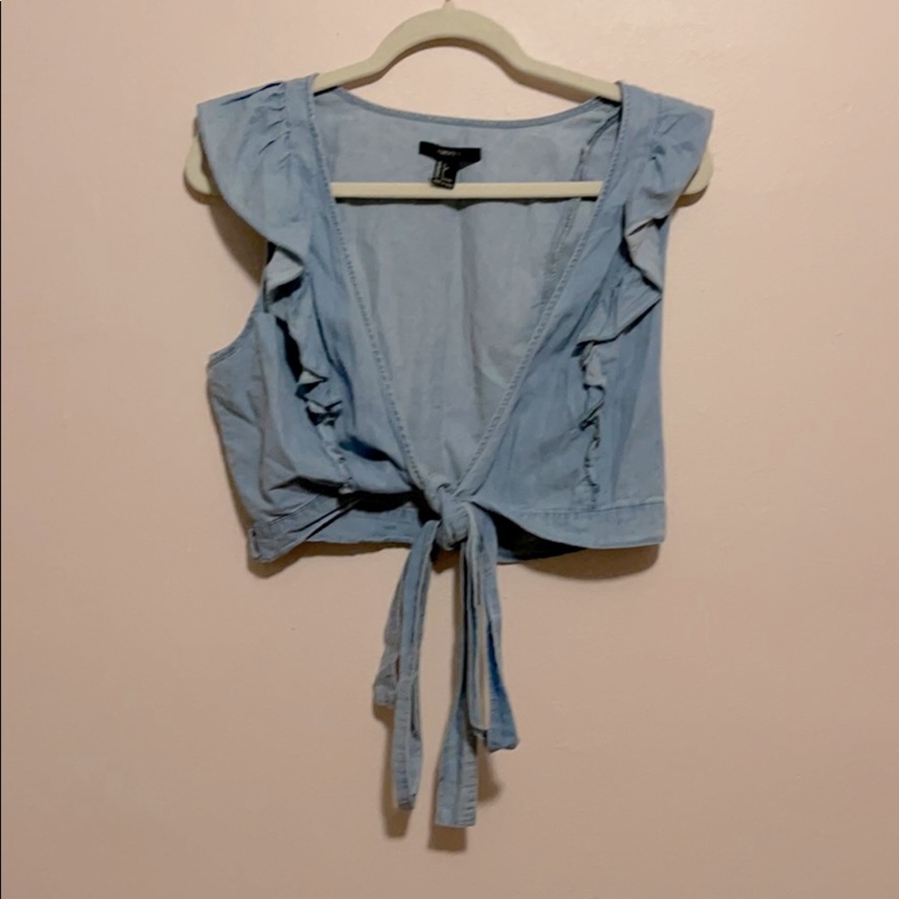 Denim tie top